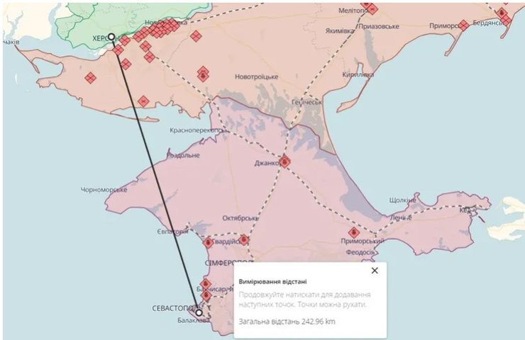 Запуск ракеты ATACMS, карта