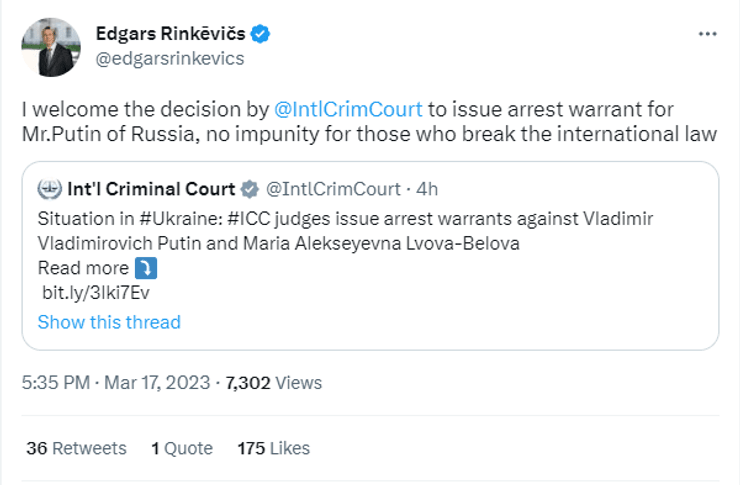 латвія, ринкевич, арешт путіна