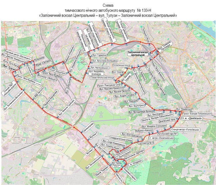 У Києві 10 вересня починають курсувати чотири тимчасові нічні автобусні маршрути