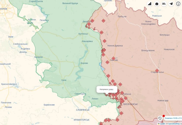 Карта боев на Купянском направлении Deepstatemap