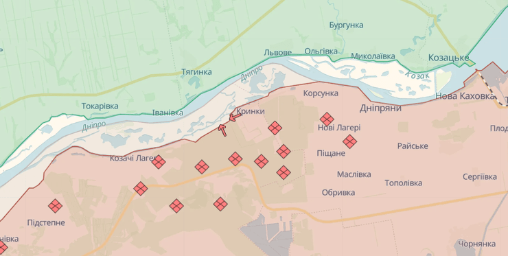 Ситуація поблизу Кринок станом 24 квітня