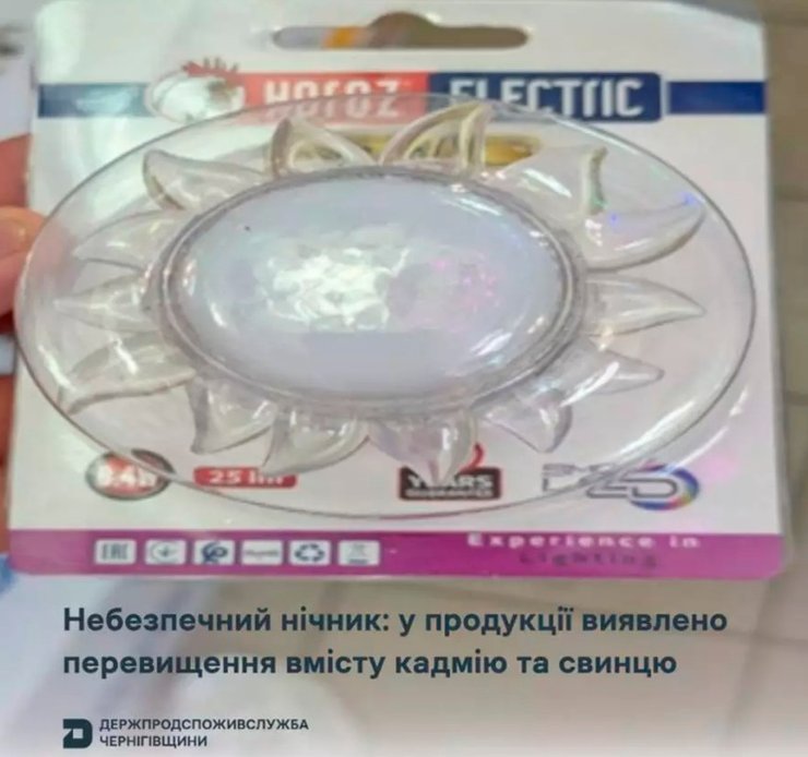 Держпродспоживслужба виявила небезпечні дитячі нічники HOROZ ELECTRIC зі штрихкодом 8680985522609