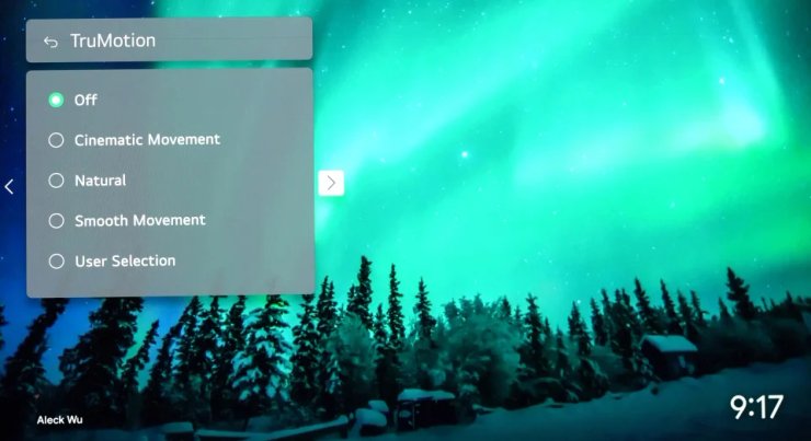 Функція TruMotion на телевізорі LG