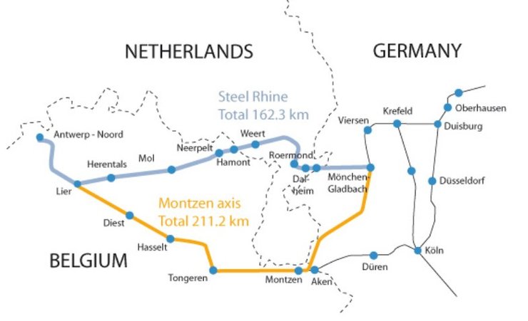 Схема залізниці Залізний Рейн та альтернативні шляхи