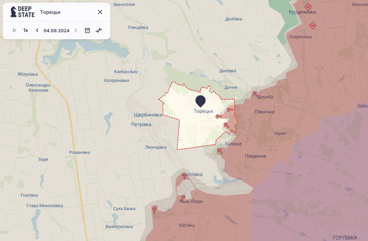 Карта DeepState: Торецк