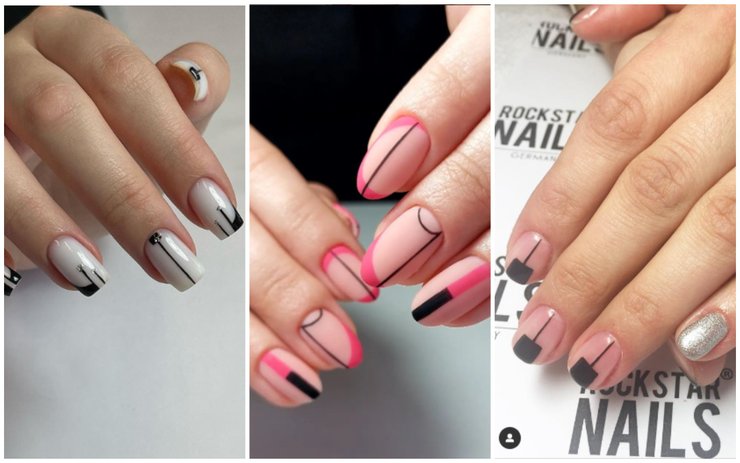 Геометрический французский маникюр геометрический маникюр