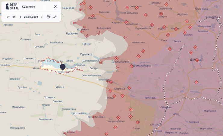 Карта DeepState: Курахово