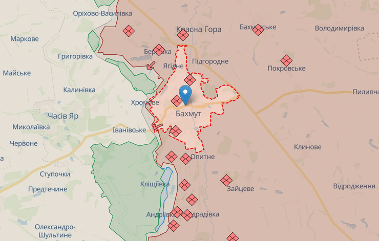 бои за Бахмут, битва за Бахмут, Бахмут сегодня, Бахмут новости, карта боевых действий