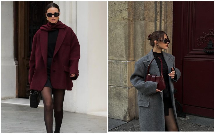 Цветовые комбинации в одежде на осень, Сочетание цветов — Черный и бургунди — Черный и бургунди