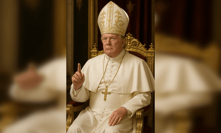 Фото ИИ Трамп в образе Папы Римского