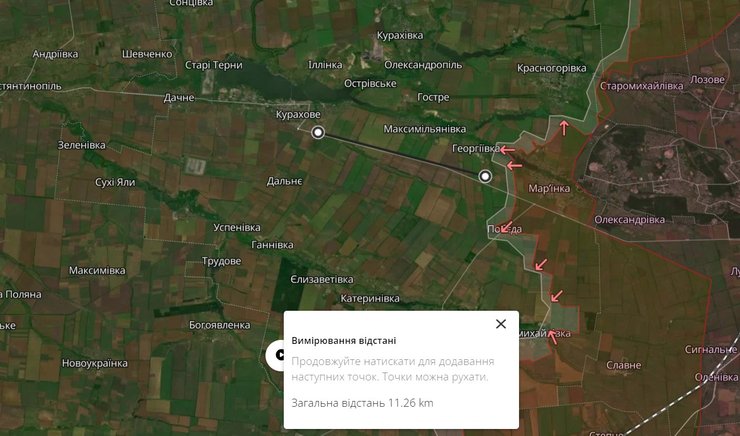 Курахово, 28 февраля, карта