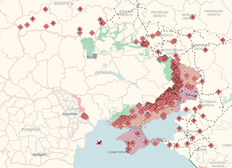 Лінія фронту в Україні 23 грудня