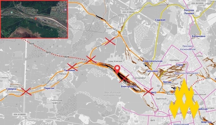 Місце на мапі, де партизани провели диверсію