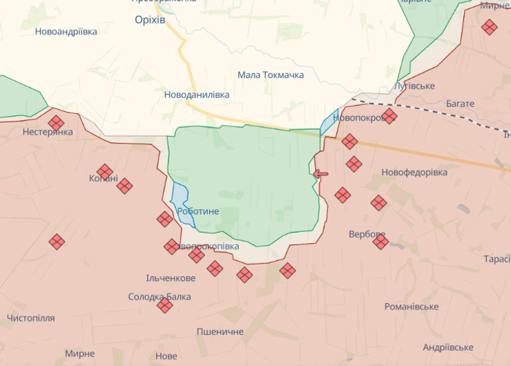 карта боев, deepstate, работино