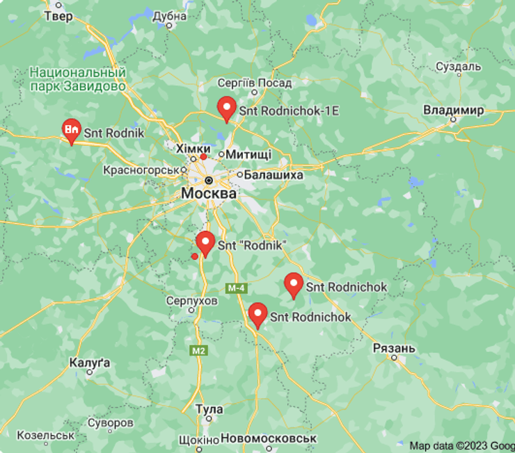 снт родничок, підмосков'я, снт родничок карта