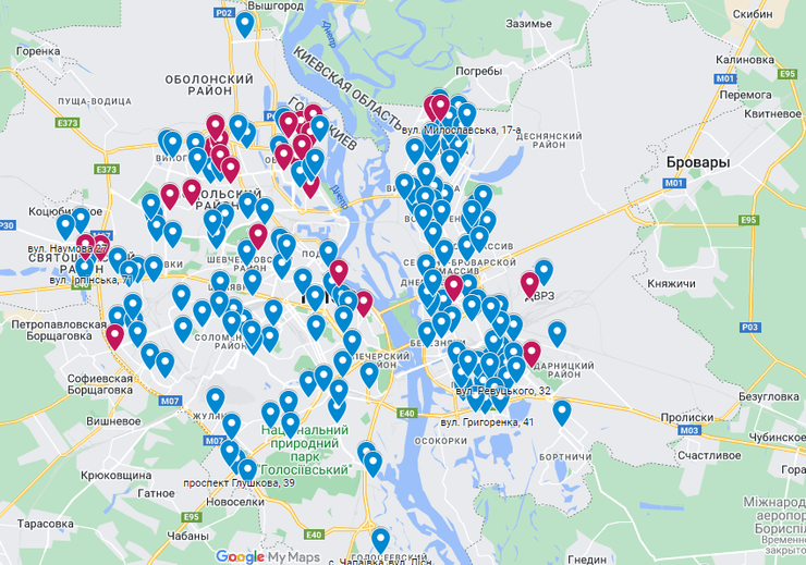карта бюветов, киев бюветы, карта бюветов киев, бюветы киев где