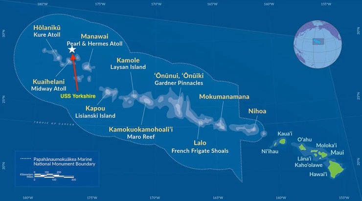 затонувший авианосец карта