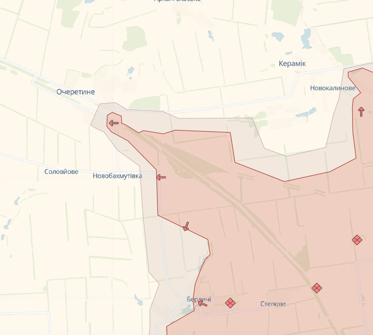 Ситуация возле Очеретино, карта