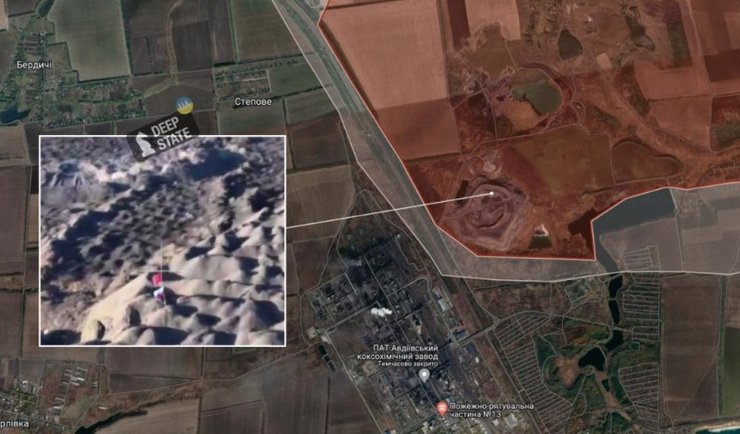 Карта, российский флаг, Авдеевка