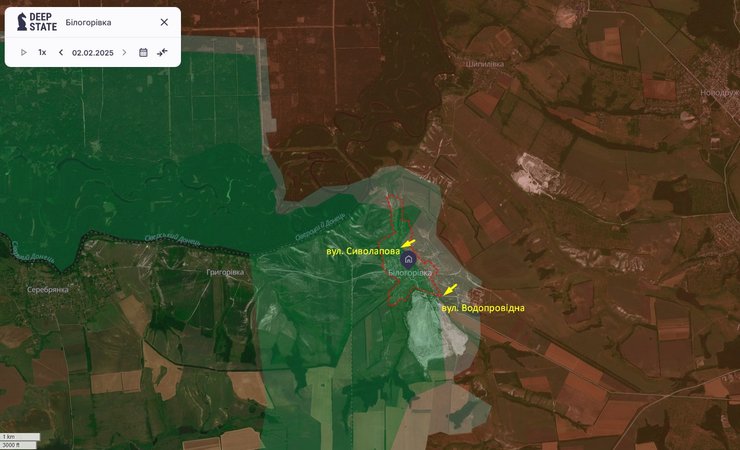 Наступление РФ, Луганская область, 3 февраля, карта, DeepState, Белогоровка