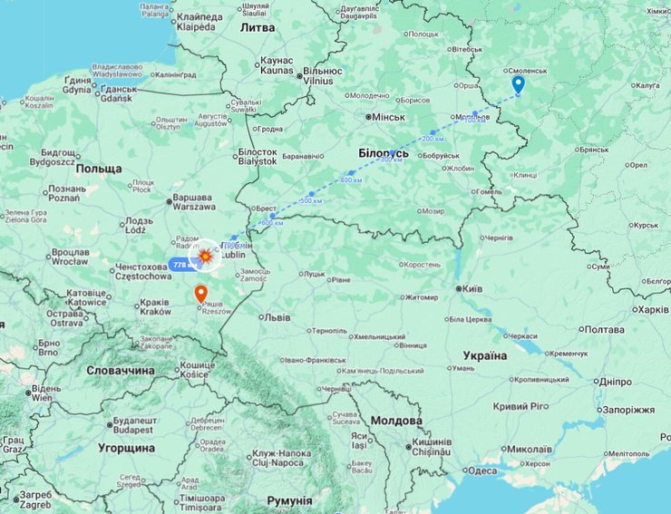 Шахед РФ пролетел около 700 км до Польши