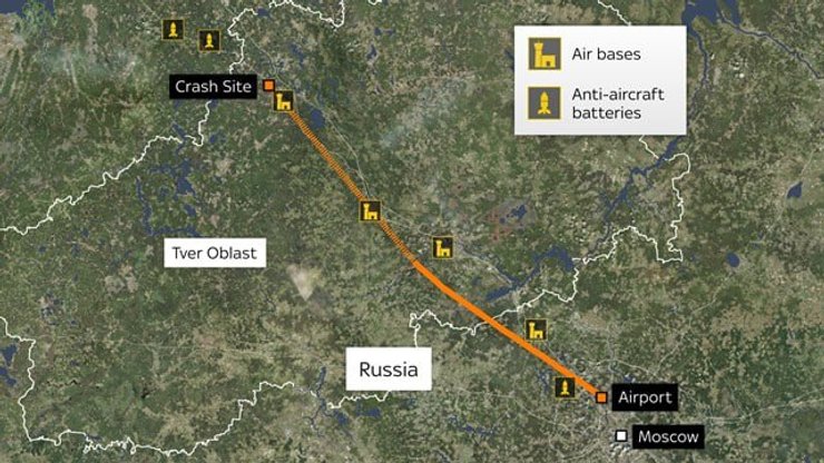 карта, пригожин, літак, катастрофа