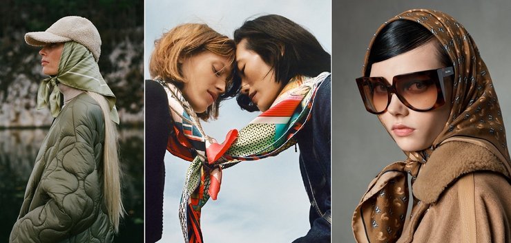 платок каре, тренды осени 2021, тренды осень