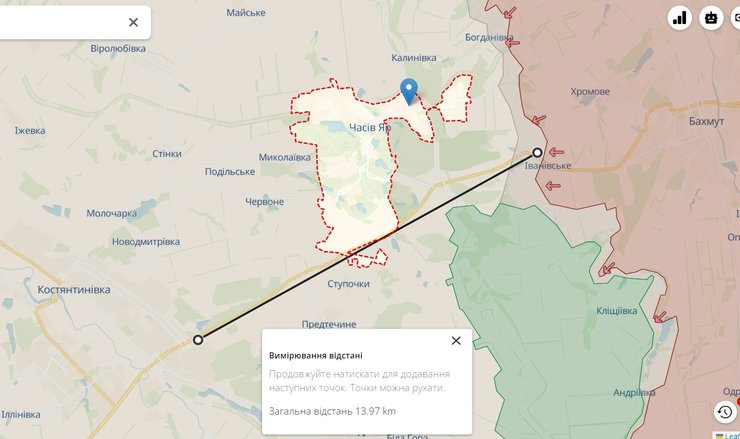 Бахмутское направление, 6 марта, линия фронта, Ивановское, Часов Яр, Богдановка, Клищеевка