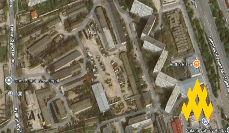 Місце розташування військової техніки Чорноморського флоту РФ у Криму