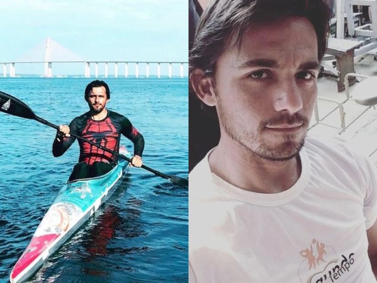 Мужчина, спортсмен, море, лодка, байдарка,