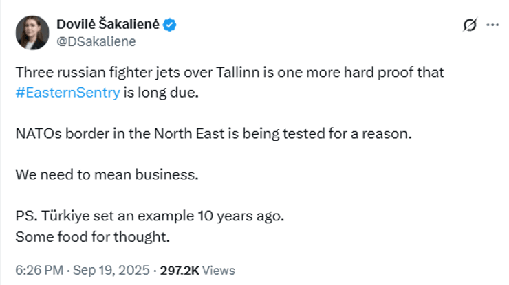 Міністерка оборони Литви про заліт в Естонію МіГ-31 ЗС РФ
