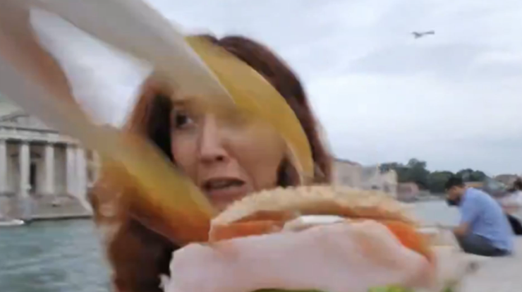 Чайка напала на известного блогера в Венеции, курьезы с птицами, интересные истории во время путешествий, видео, приколы, стримерка