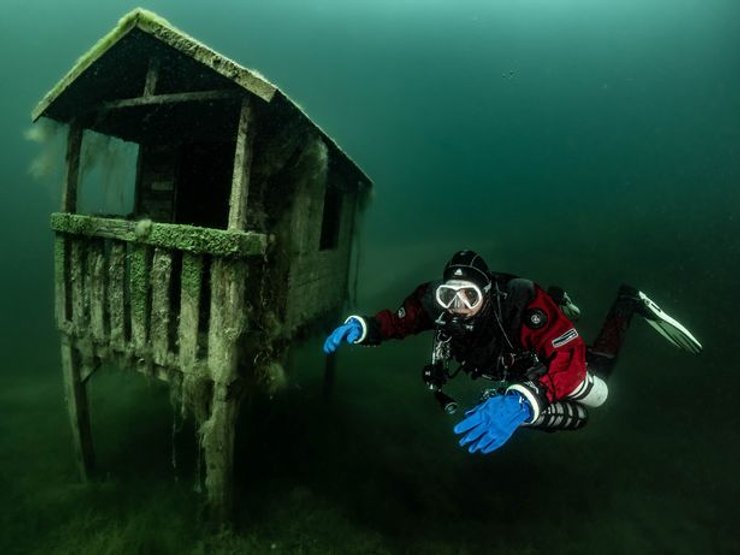 підводне село озеро, баварія озеро