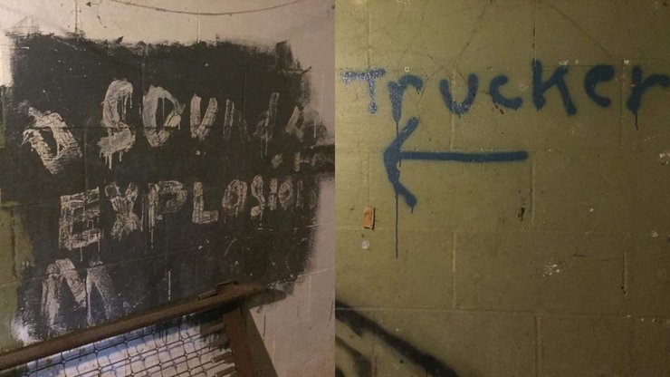 Подвал, тайная комната, секретная комната, надписи на стеках, стены,