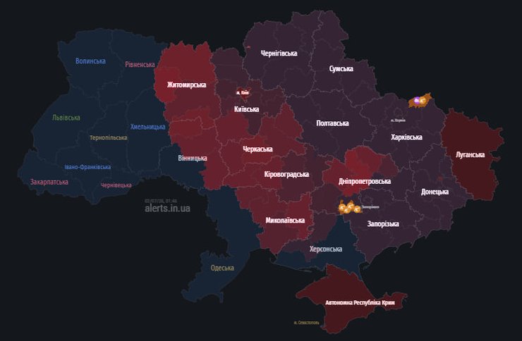 карта повітряних тривог