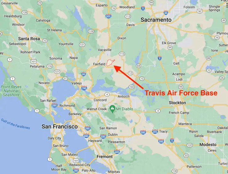 Карта Каліфорнії, карта, військова база ВПС Travis, нове місто, Кремнієва долина, купують землю