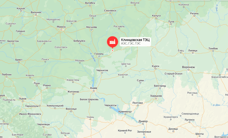 Клинцовская ТЭЦ на карте