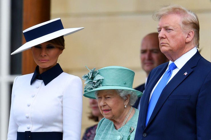 Дональд Трамп, Мелания Трамп, Елизавета II, президент США в Лондоне, фото