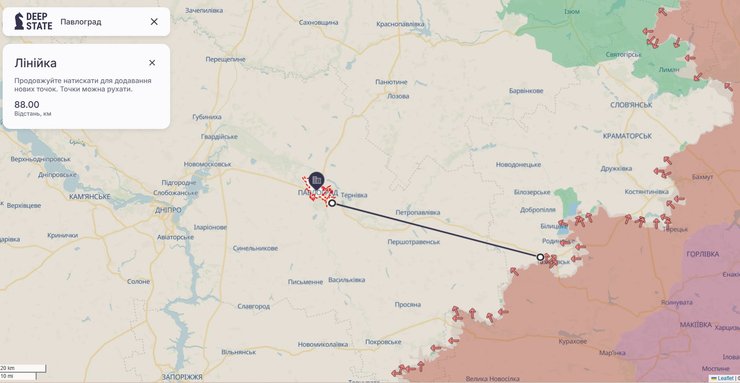 Карта лінії фронту біля Павлограда, 5 листопада