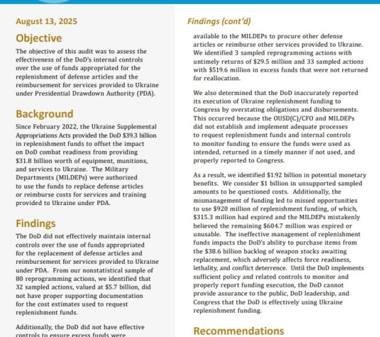 Звіт щодо проведеного аудиту витрат ВМС США