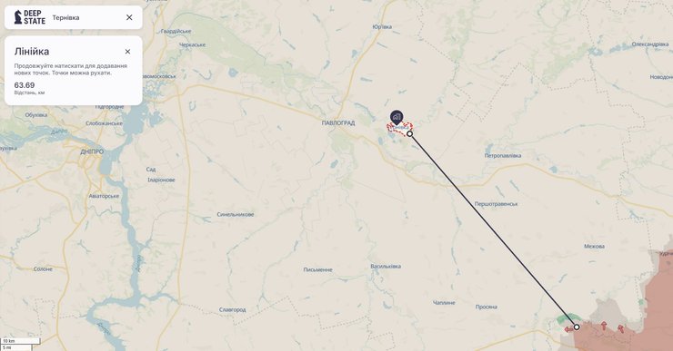 Карта з місцемрозташування Тернівки під Павлоградом