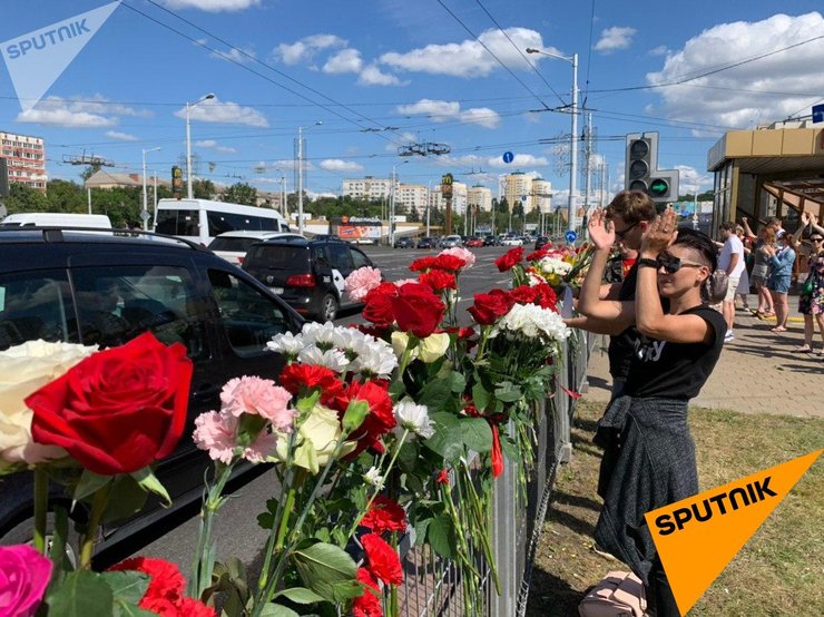 минск, погибший, протесты, цветы