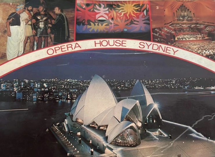 Открытка с оперным театром, Австралия, отпралили 42 года назад, открытка, послание, письмо, записка, таинственное письмо,