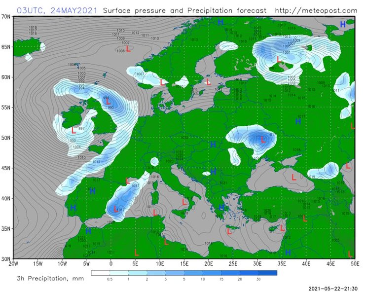 карта, погода, 24 травня