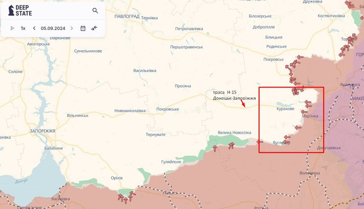 Бои на Донбассе, Курахово, Угледар, 6 сентября, DeepState, карта