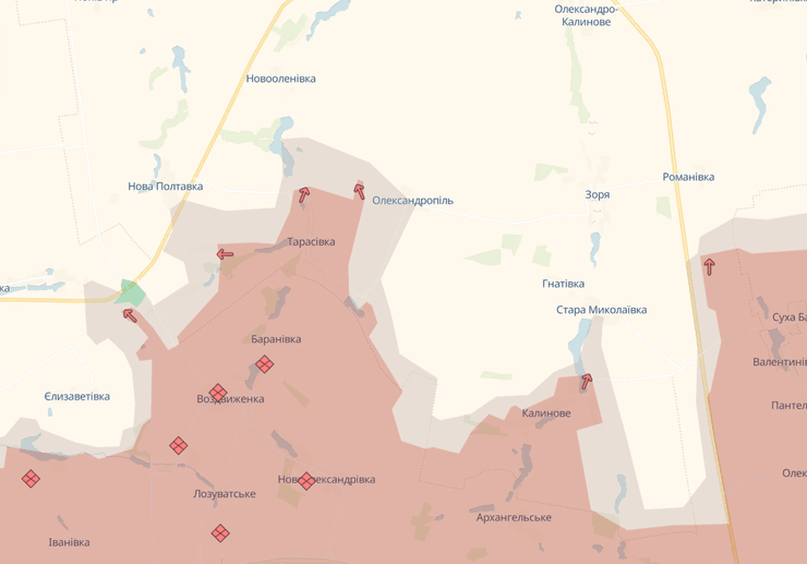 Покровський напрямок, наступ ЗС РФ, просування ЗС РФ, DeepState, мапа, Тарасівка