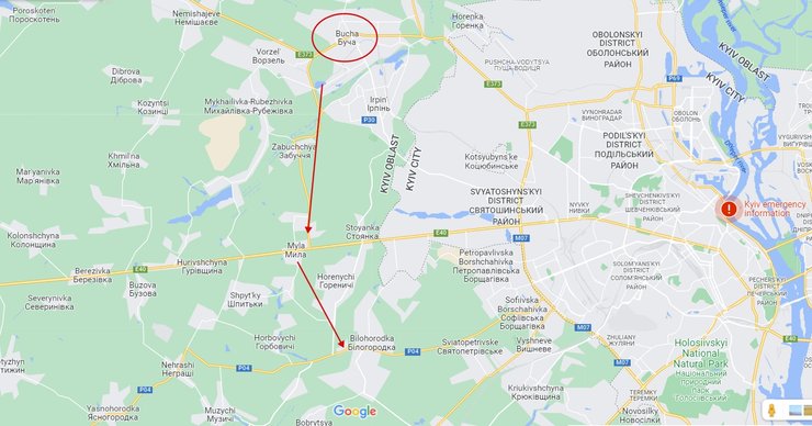 Как сообщает Генштаб, враг, не сумев пробиться из Бучи в Ирпень, наступает на Капитановку и Белгородку, охватывая Киев с Запада и перезая трассу на Житомир