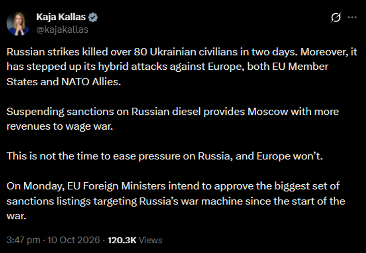 каллас про дизель рф санкції єс