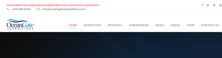 Скриншот сайта компании OceanGate