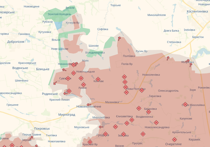 Добропольское направление на карте DeepState